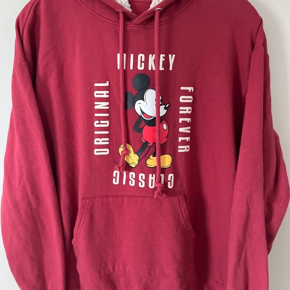 Disney Mickey Mouse Sherpa Hoodie Girls Medium 7-9 Red